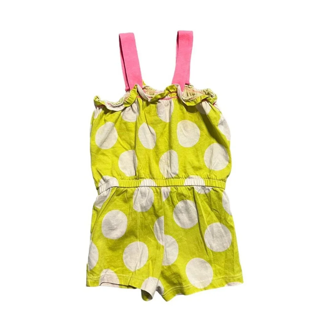 Circo 18m Lime Green & Pink Polkadot Romper